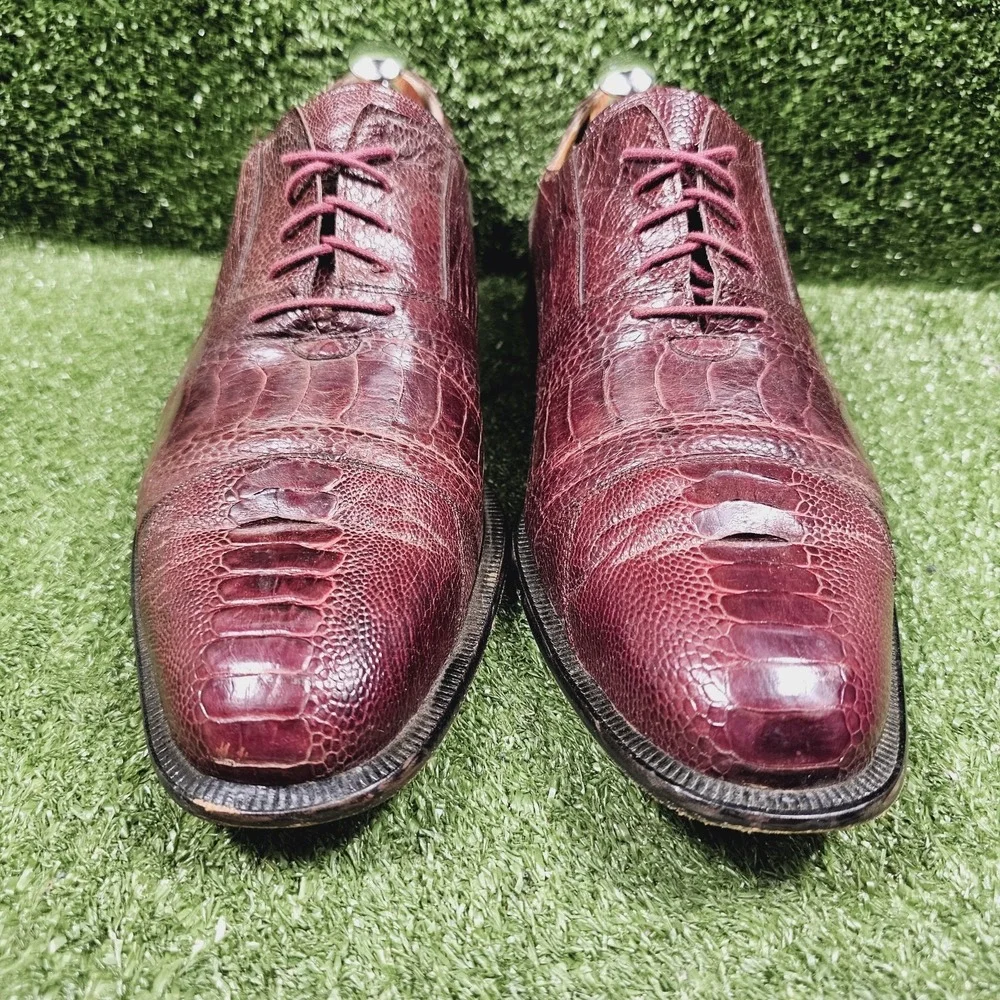 David Eden Genine Burgundy Leather Almond Toe Oxford Dress Shoes Mens Size 13